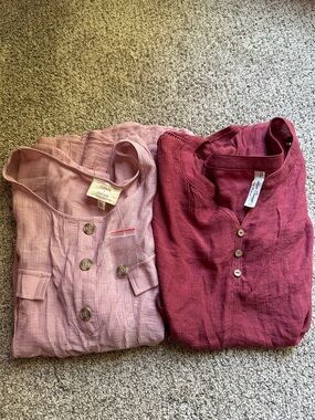 2 Tops NWT: Light Pink & Deep Rose Tops - one 1x and one XL both Rayon Blend